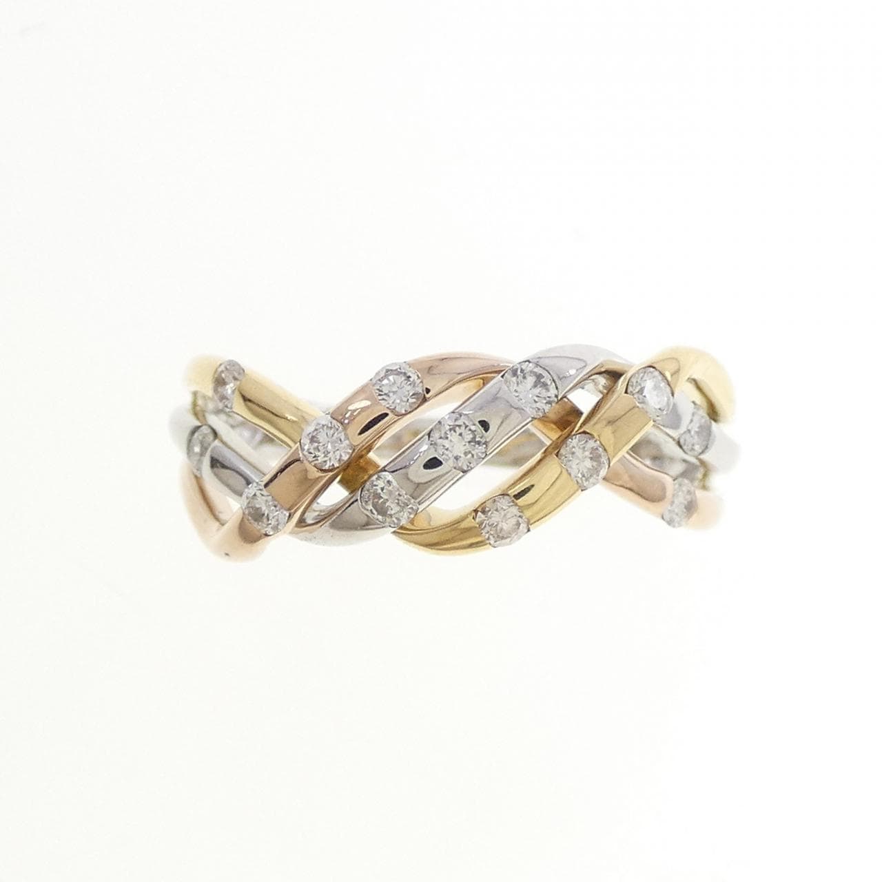 K18YG/PT950/K18PG ダイヤモンド リング 0.24CT