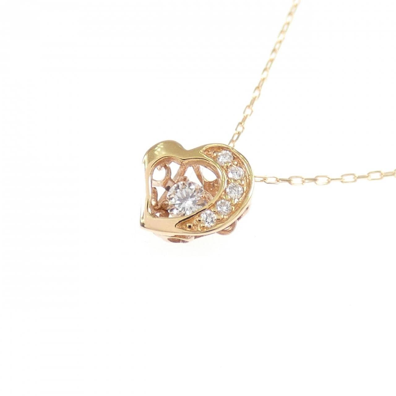 K18PG ハート ダイヤモンド ネックレス 0.05CT