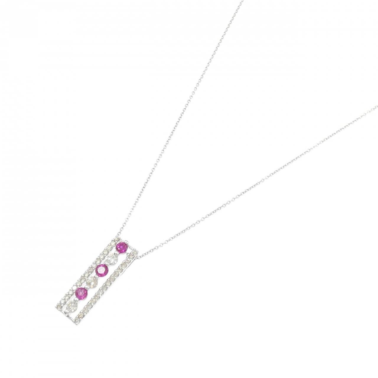 K18WG ルビー ネックレス 0.52CT