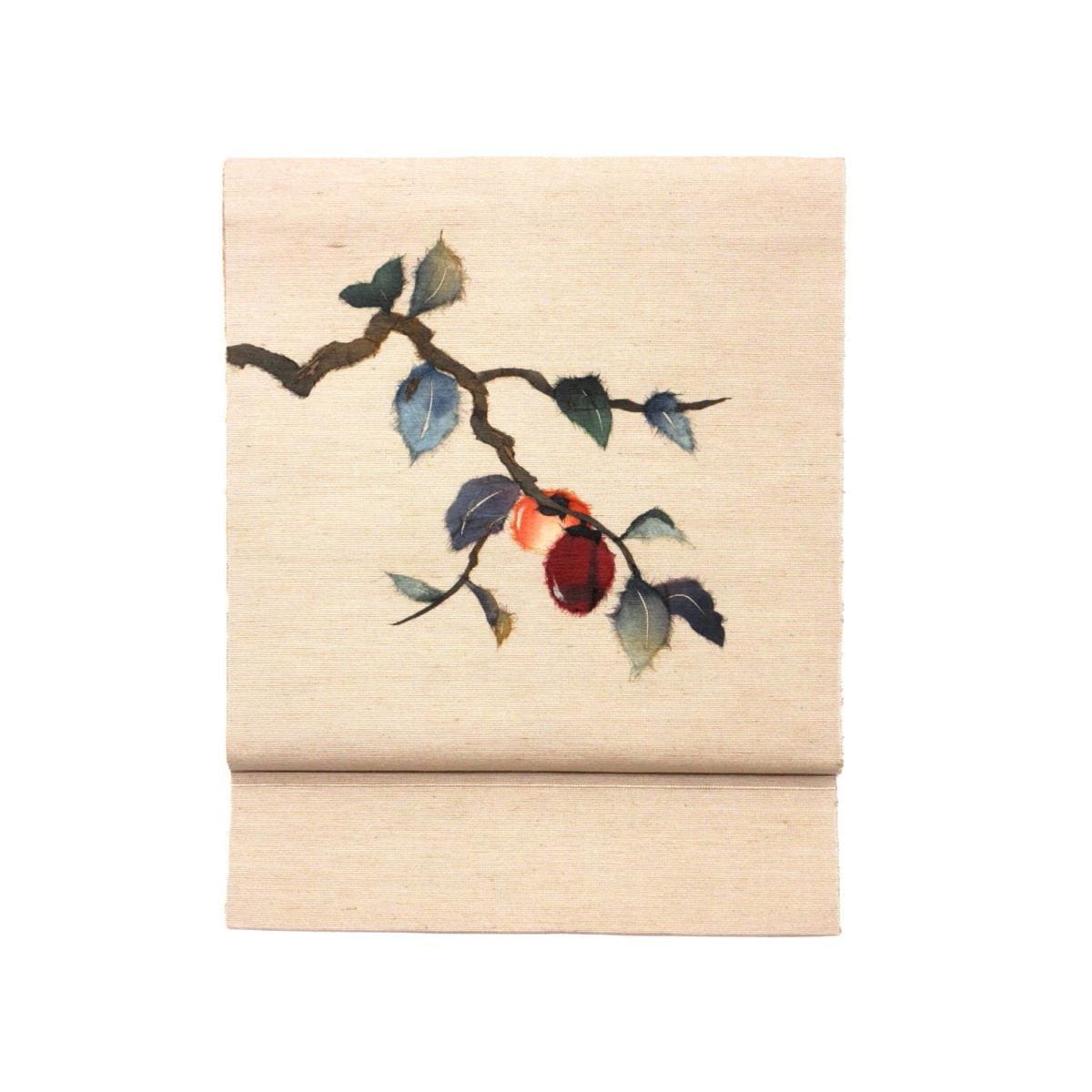 名古屋帯　紬織　和紙ちぎり絵