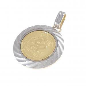 K18YG/PT900(枠) コイン ペンダント