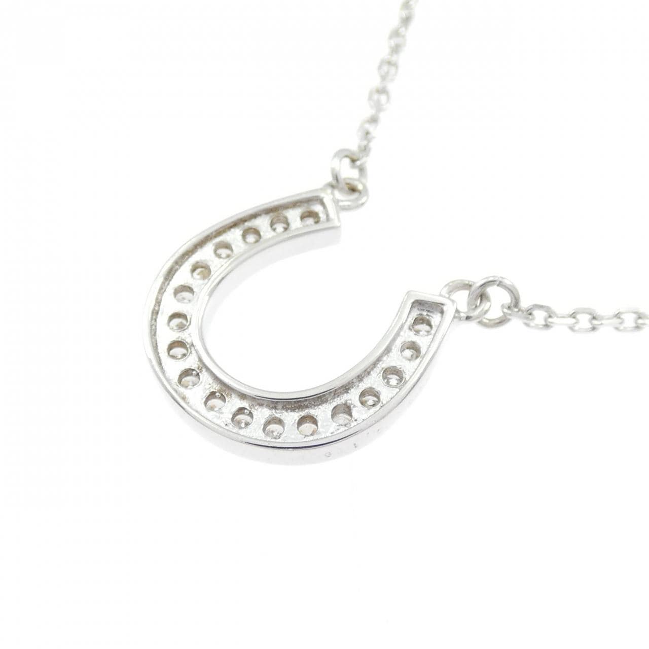 K18WG ホースシュー ダイヤモンド ネックレス 0.18CT