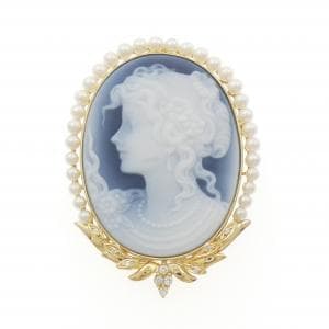 K18YG メノウカメオ ブローチ