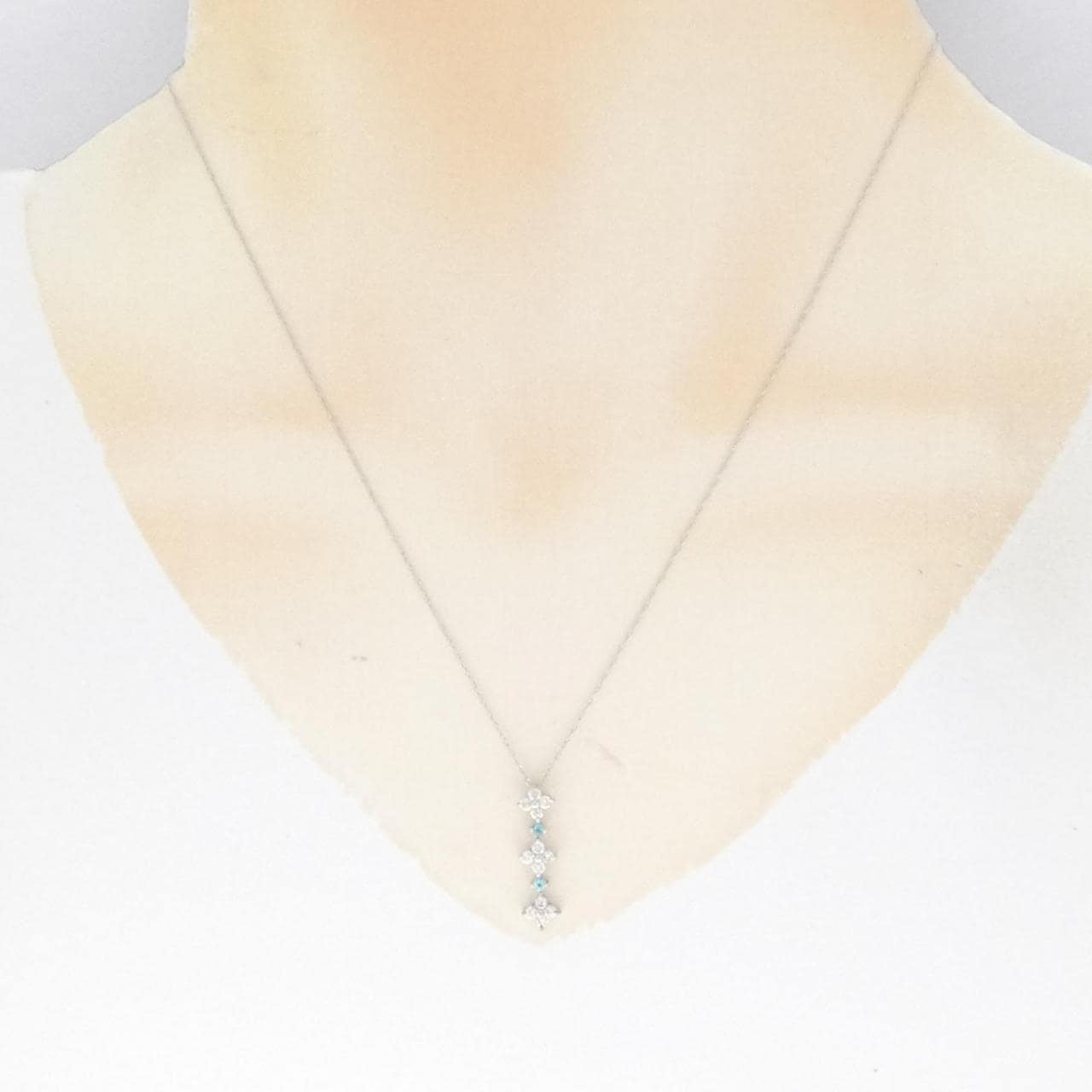 K18WG Tourmaline necklace 0.04CT