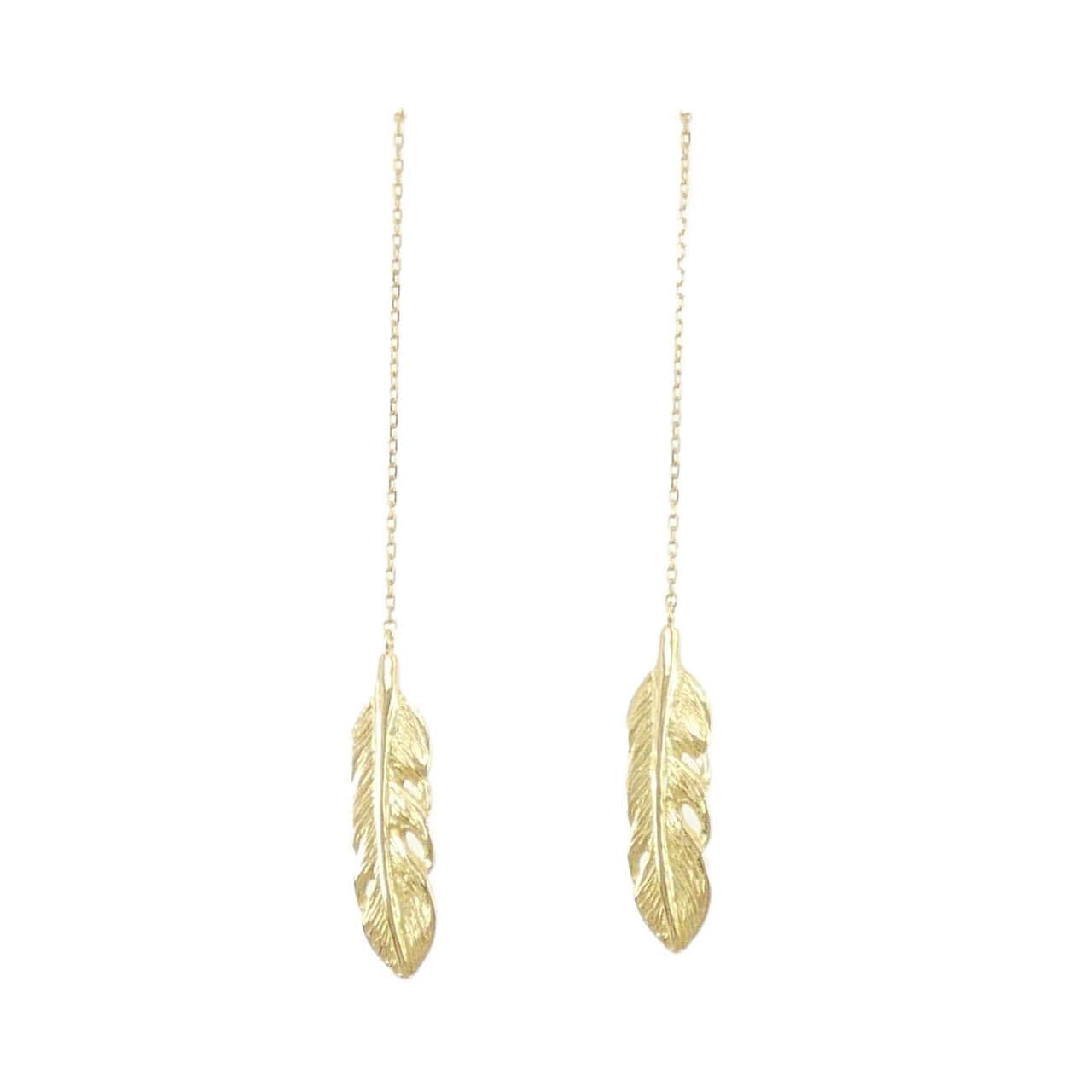 K18YG feather earrings