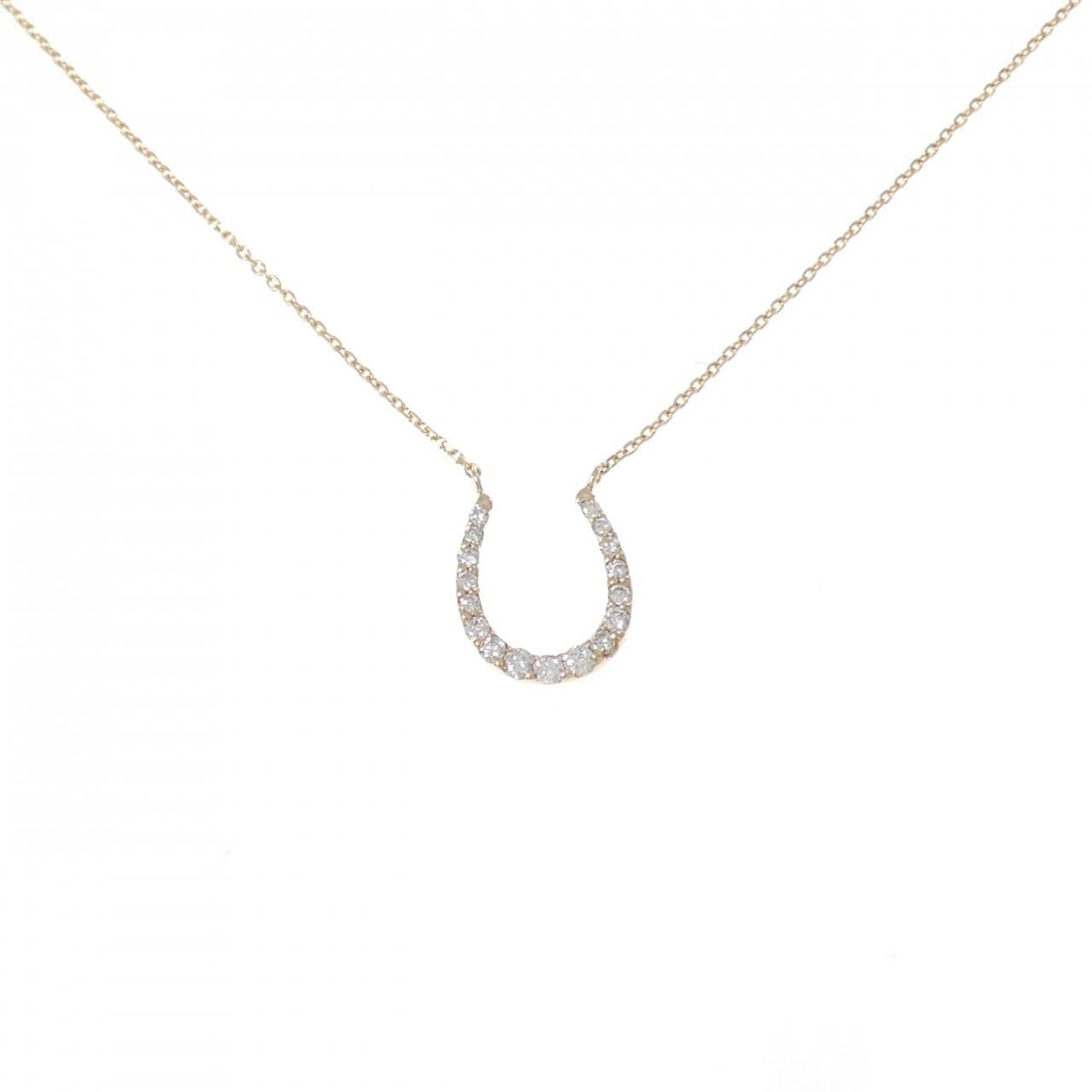 K18PG ホースシュー ダイヤモンド ネックレス 0.20CT