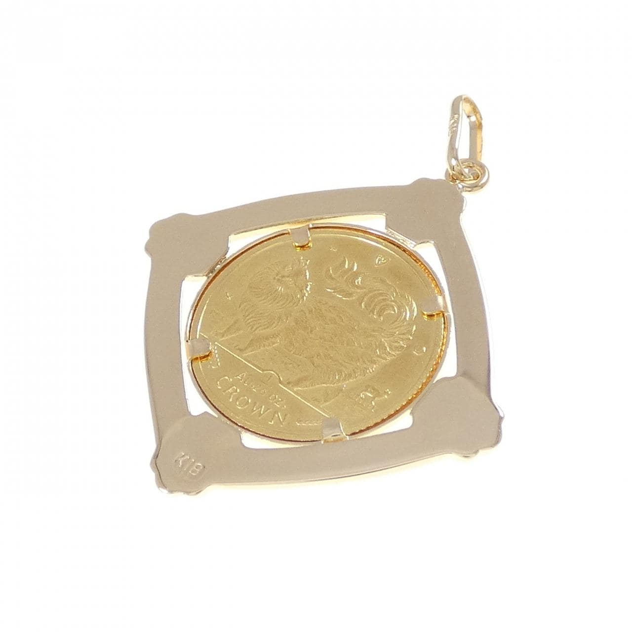 K18YG (frame) coin pendant