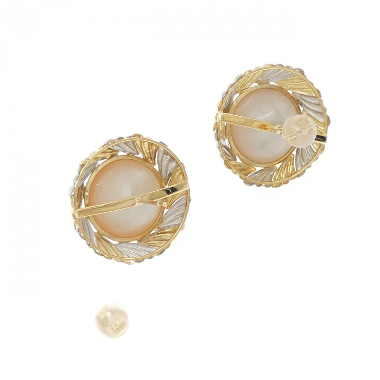 K18YG/PT900 Mabe pearl earrings