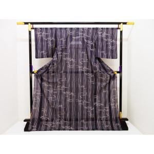 化繊　単衣　絽織小紋