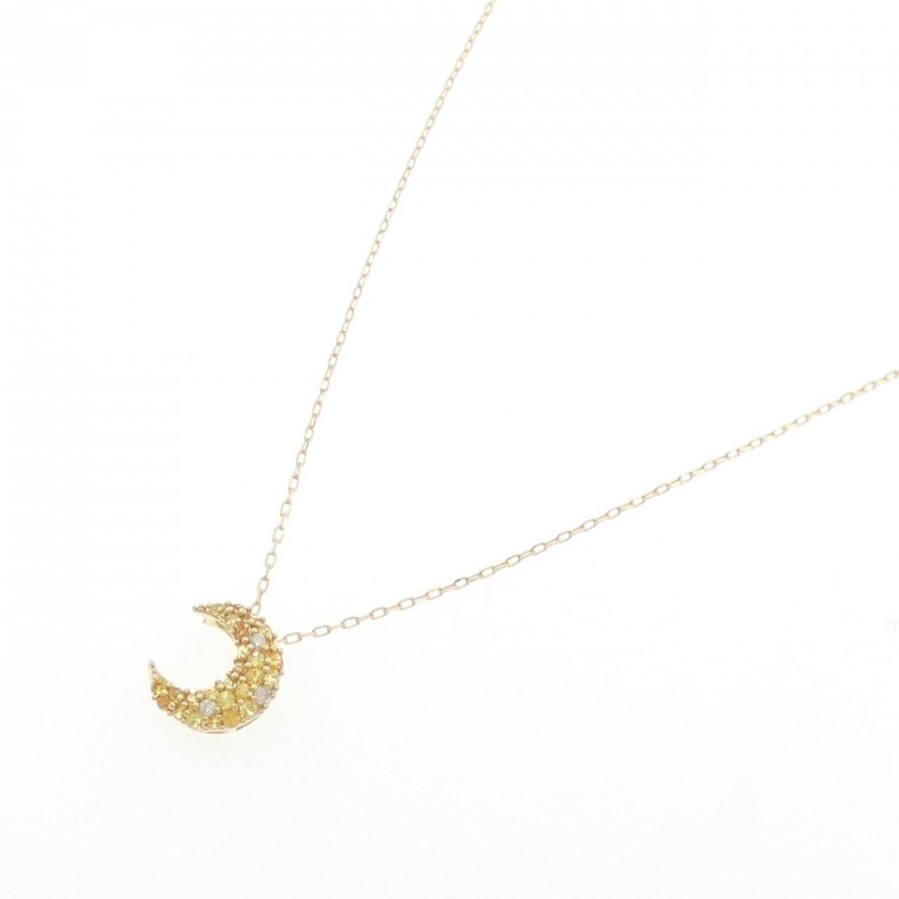 K18YG ムーン サファイヤ ネックレス 0.38CT