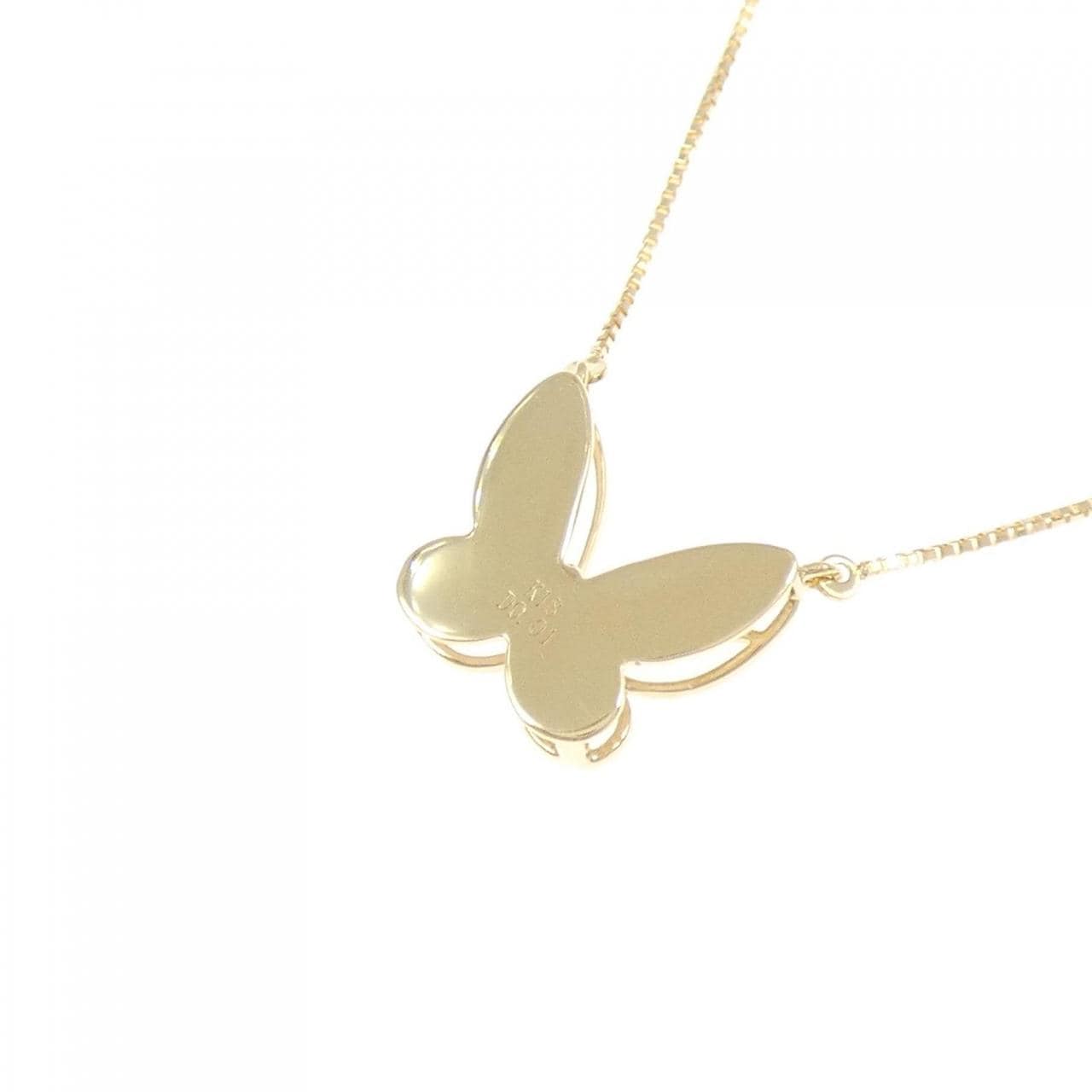 K18YG バタフライ ダイヤモンド ネックレス 0.01CT