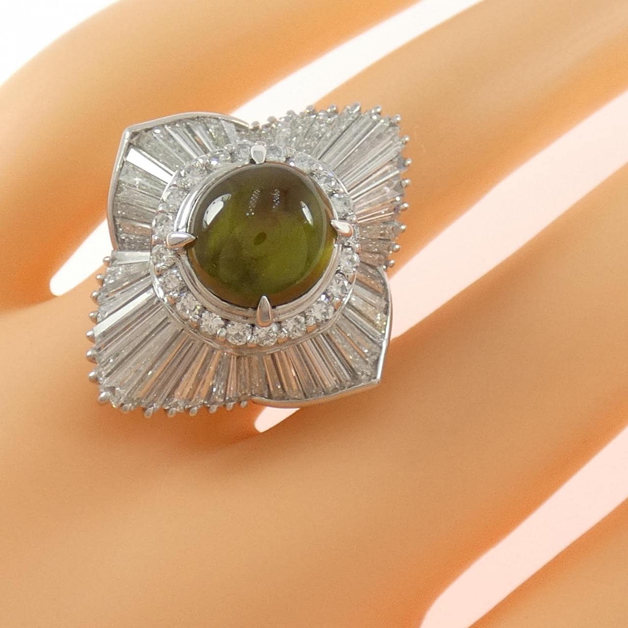 PT900 クリソベリルキャッツアイ リング 6.29CT