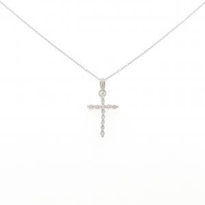 K18WG クロス ダイヤモンド ネックレス 0.20CT