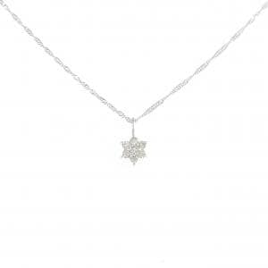 K18WG フラワー ダイヤモンド ネックレス 0.10CT