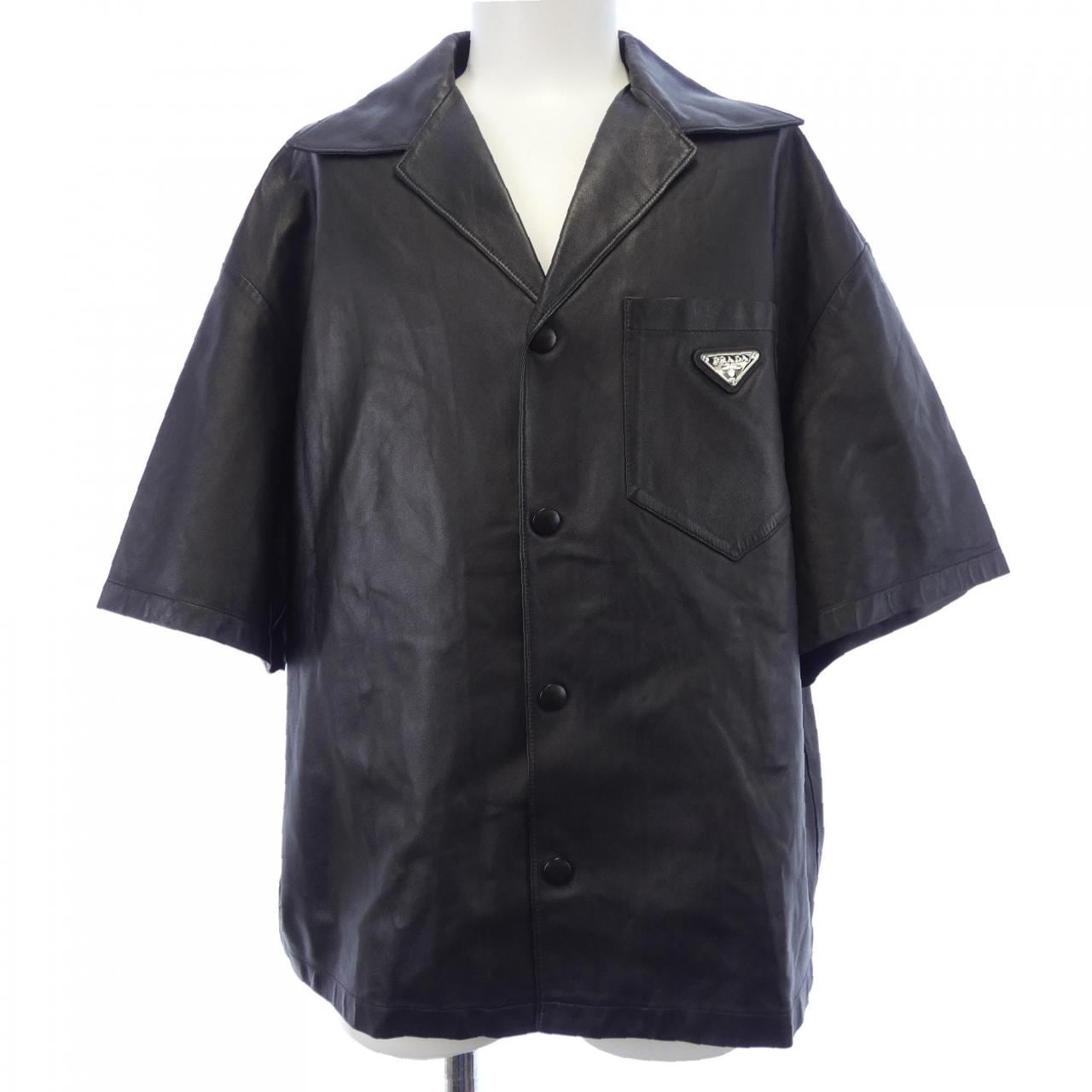 プラダ PRADA トライアングルロゴ ナッパレザー シャツ UPC176 1WDV S／Sシャツ