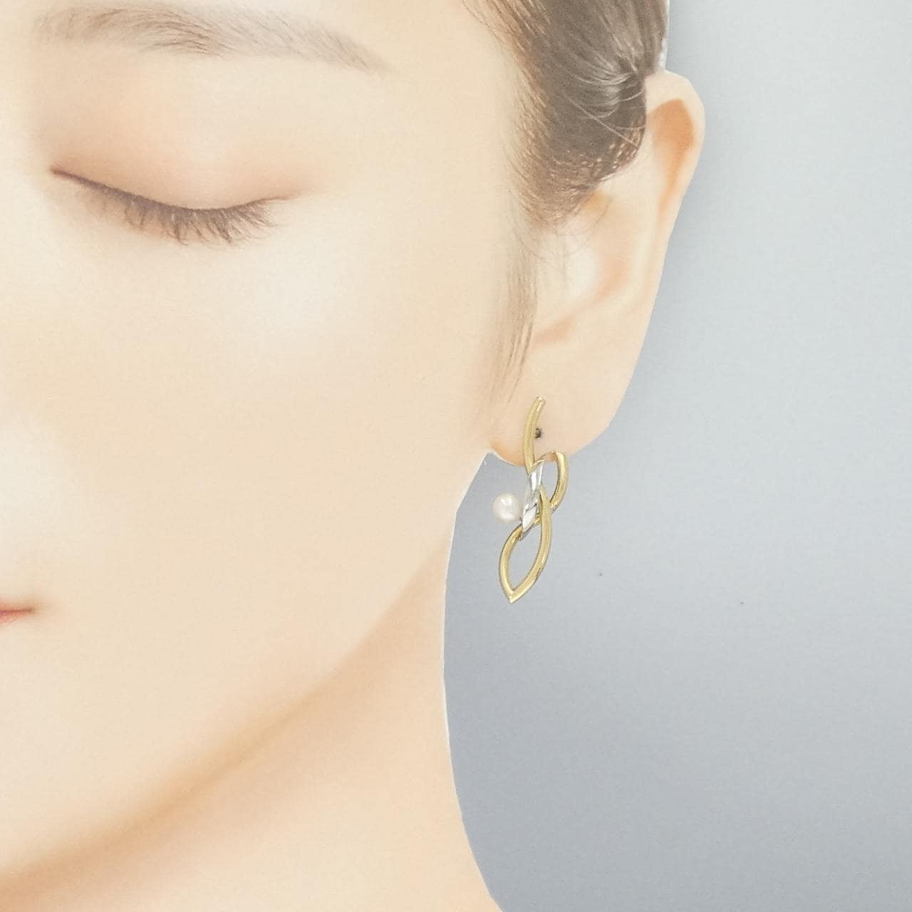 K18YG/PT900 アコヤパール ピアス 4.8mm