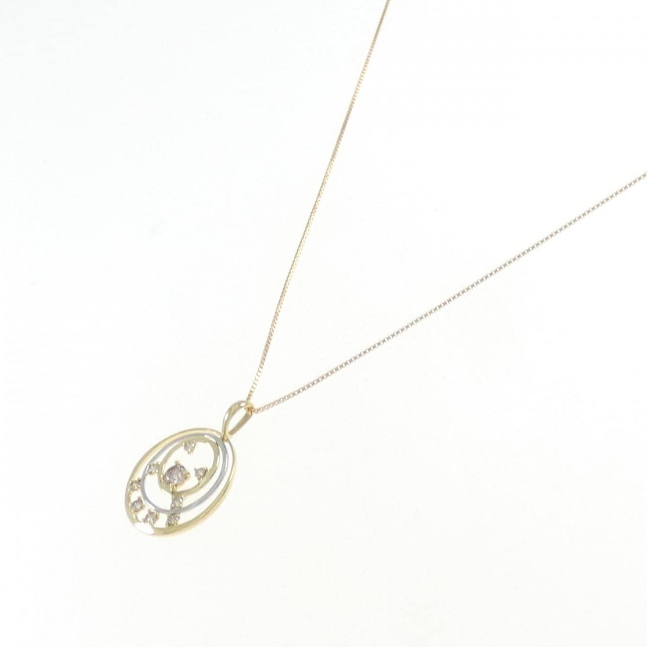 K18YG/PT950 ダイヤモンド ネックレス 0.15CT