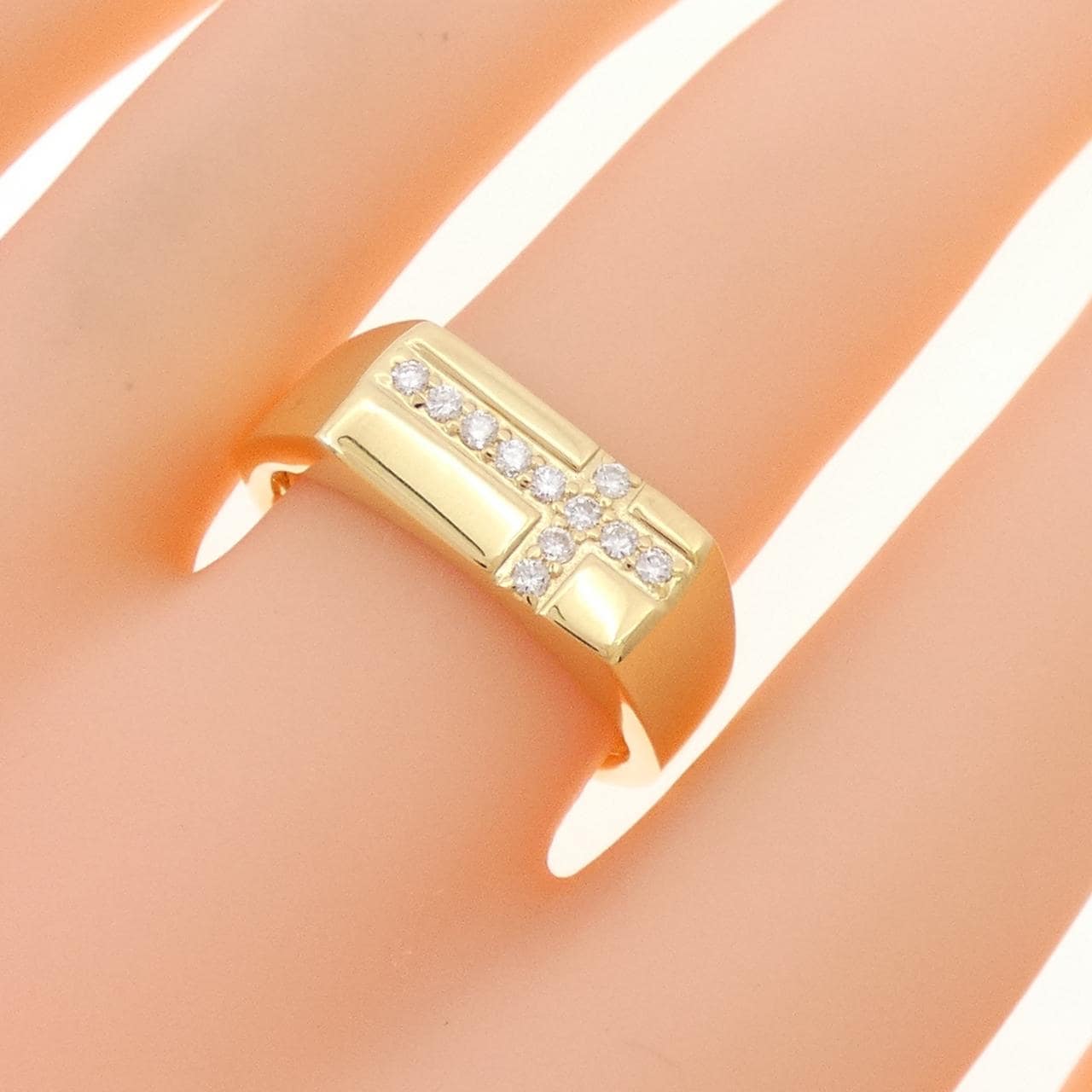 K18YG クロス ダイヤモンド リング 0.15CT