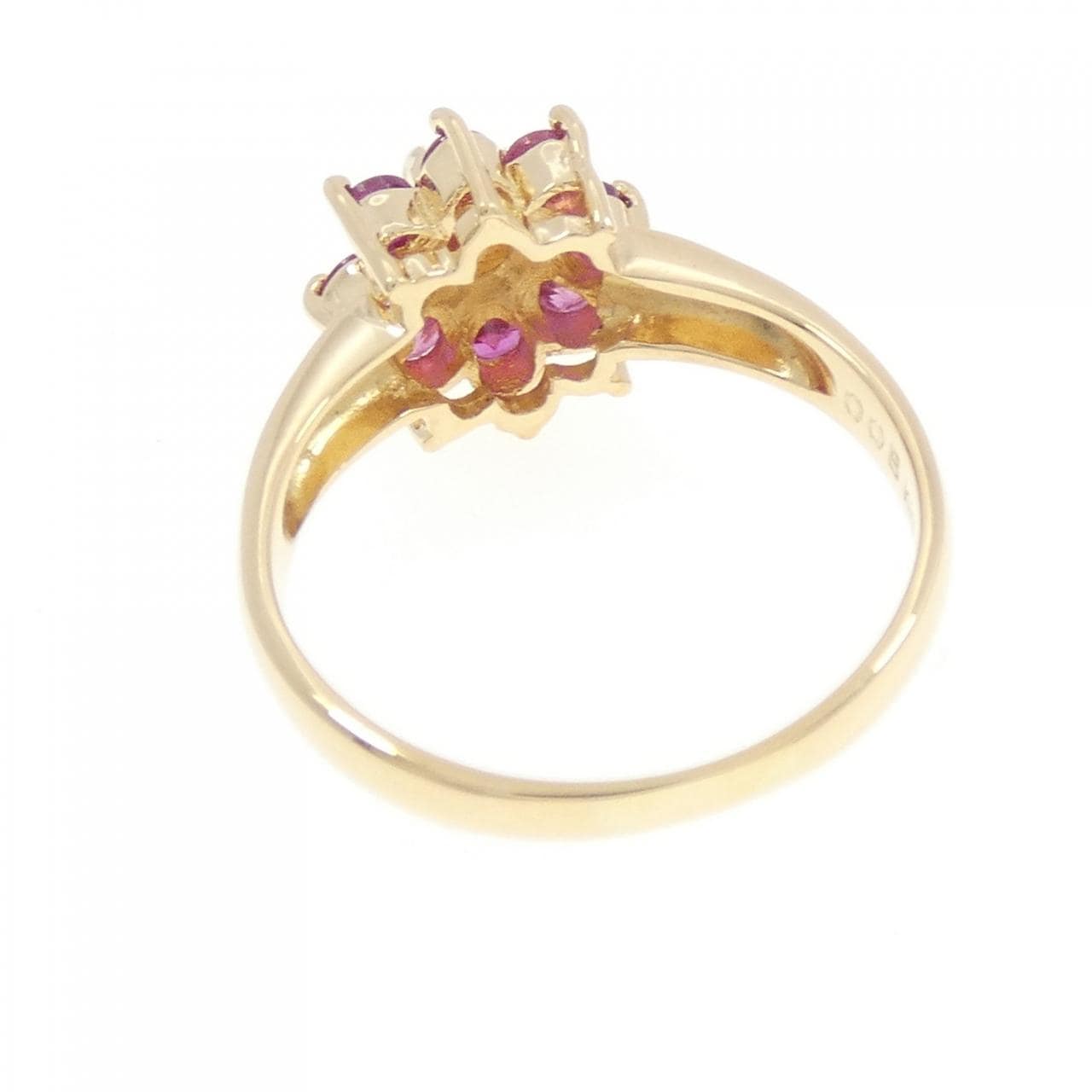 K18YG フラワー ルビー リング 0.48CT