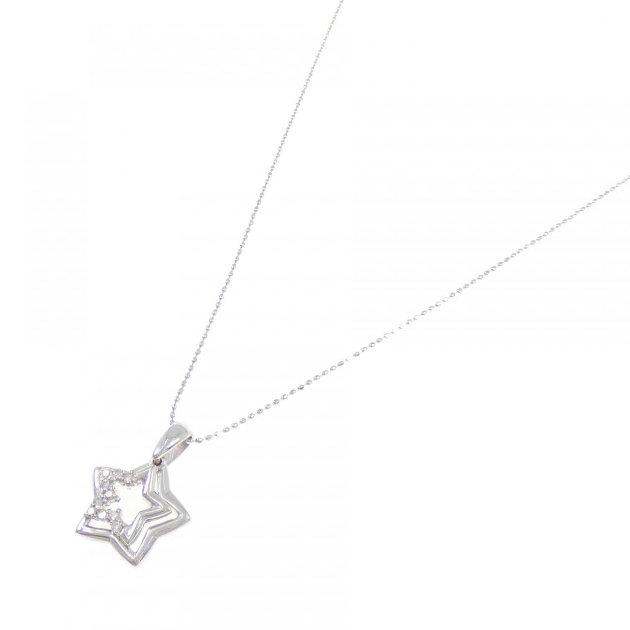 K18WG スター ダイヤモンド ネックレス 0.1CT