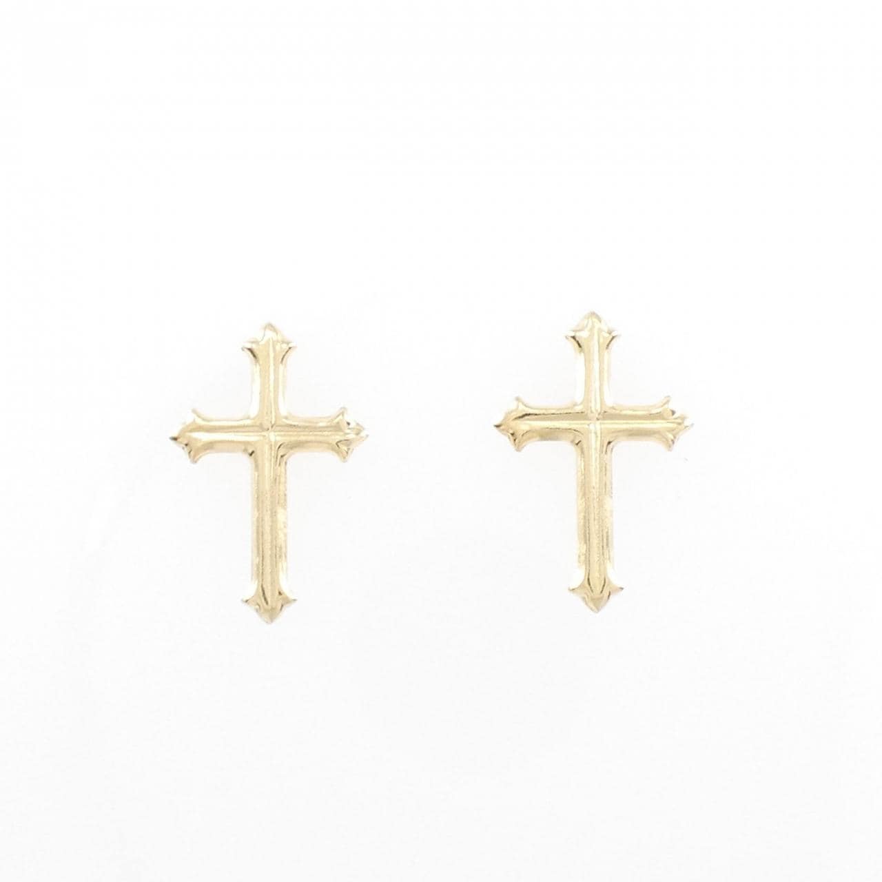 [BRAND NEW] K18YG cross earrings