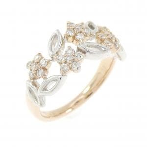 K18PG/K18WG フラワー ダイヤモンド リング 0.38CT