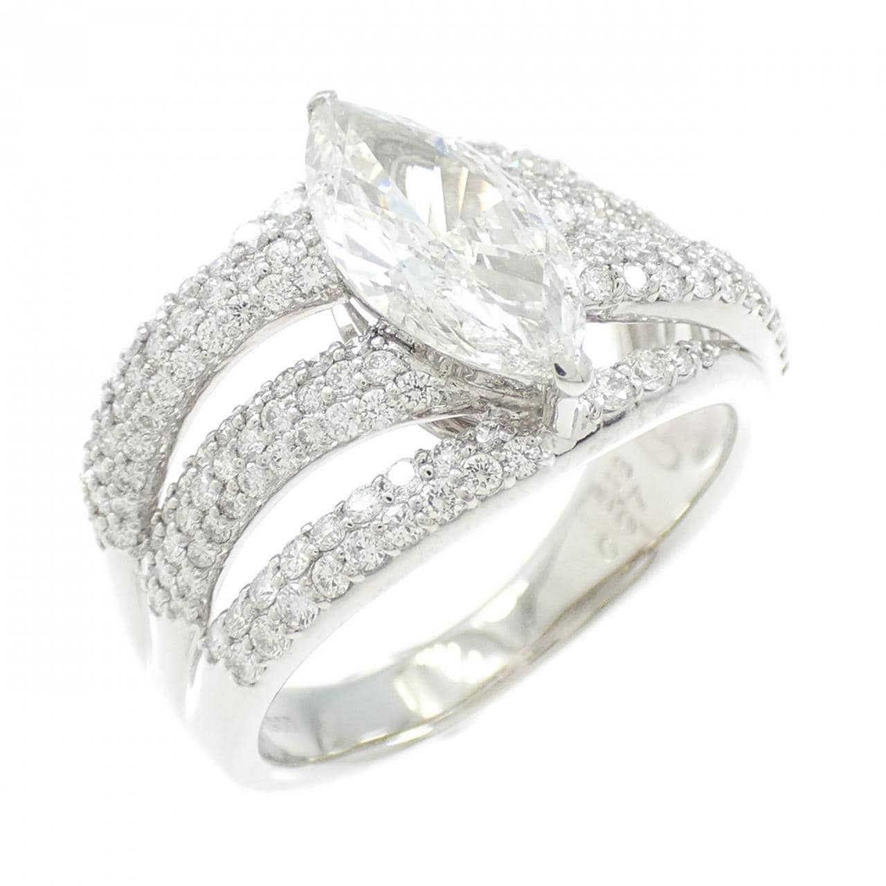 PT900 ダイヤモンド リング 1.518CT F SI2 マーキスカット