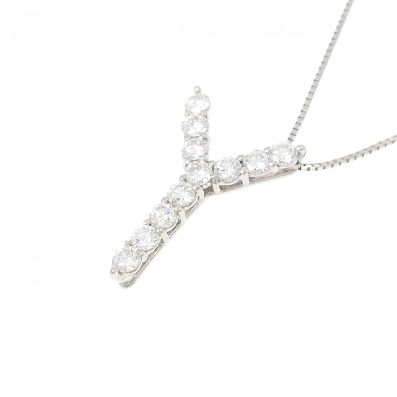 PT900/PT850 イニシャルY ダイヤモンド ネックレス 0.78CT