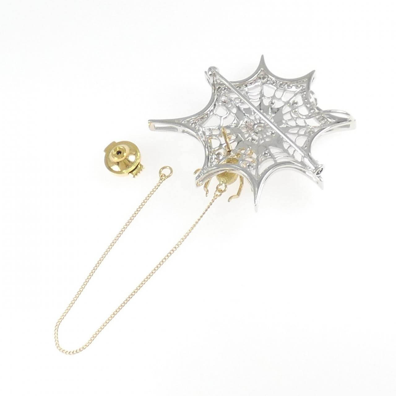 K18WG/K18YG スパイダー ダイヤモンド ブローチ 0.90CT