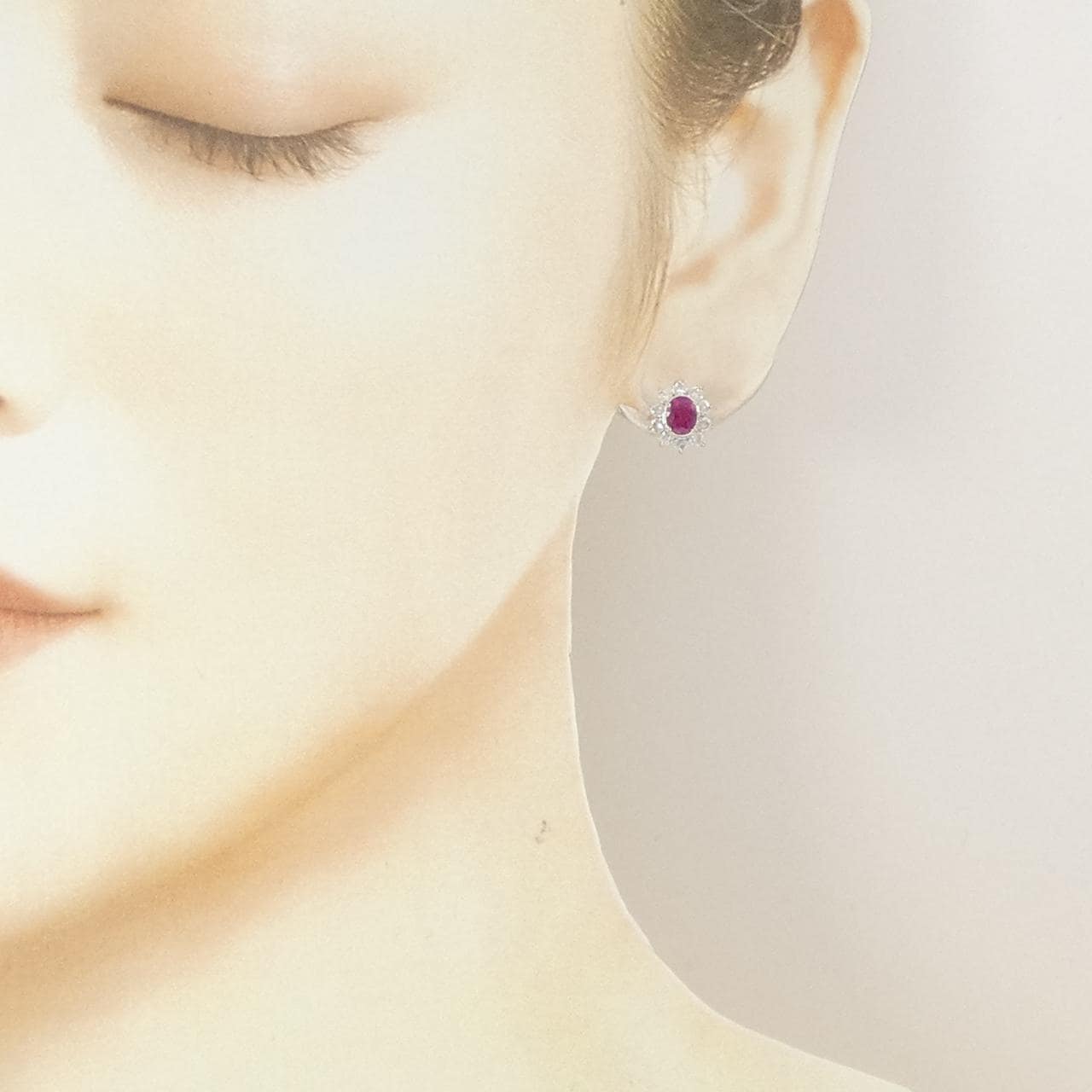 PT900 ルビー ピアス 0.80CT