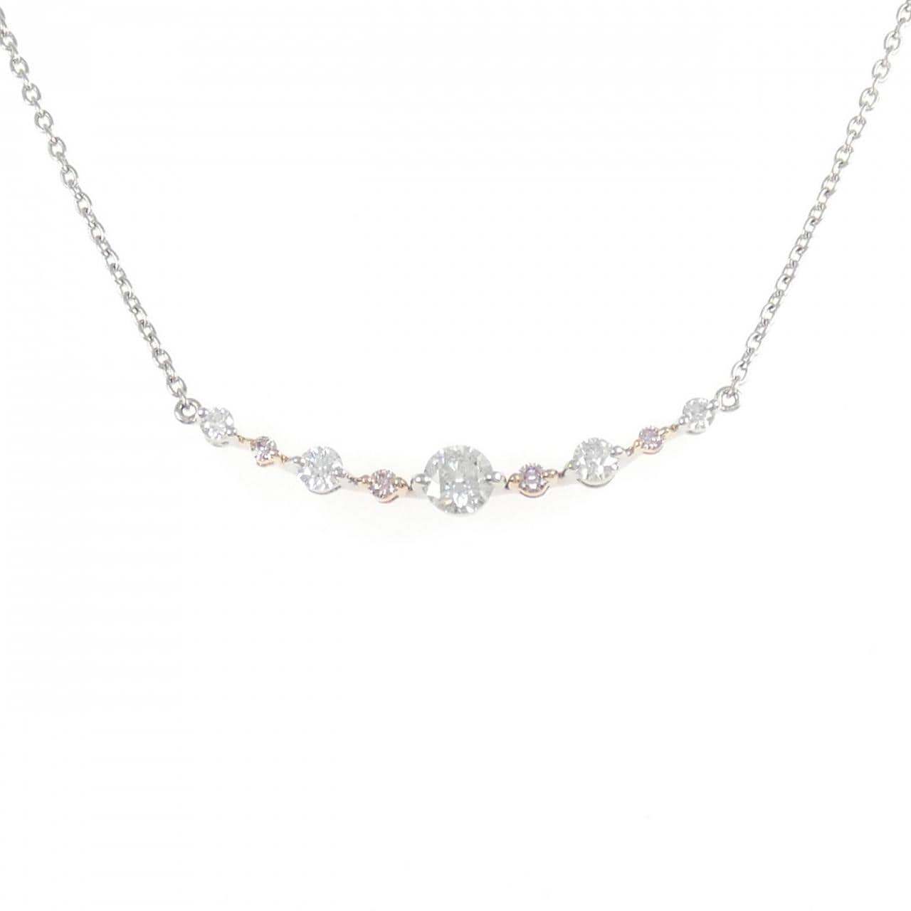 PT900/K18PG/PT850 ピンクダイヤモンド ネックレス 0.07CT