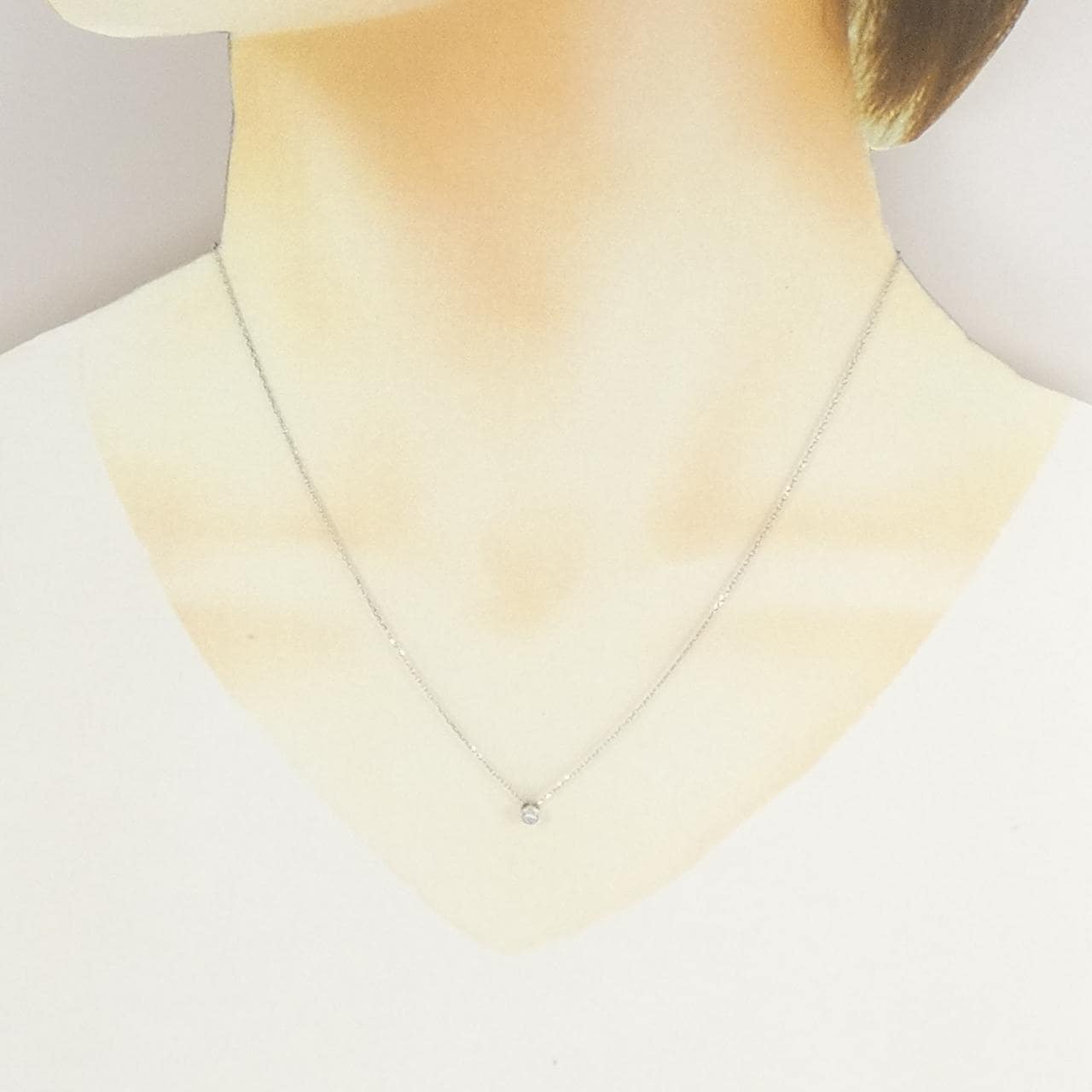 K18WG ダイヤモンド ネックレス 0.10CT