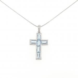 PT900/PT850 クロス アクアマリン ネックレス 1.43CT