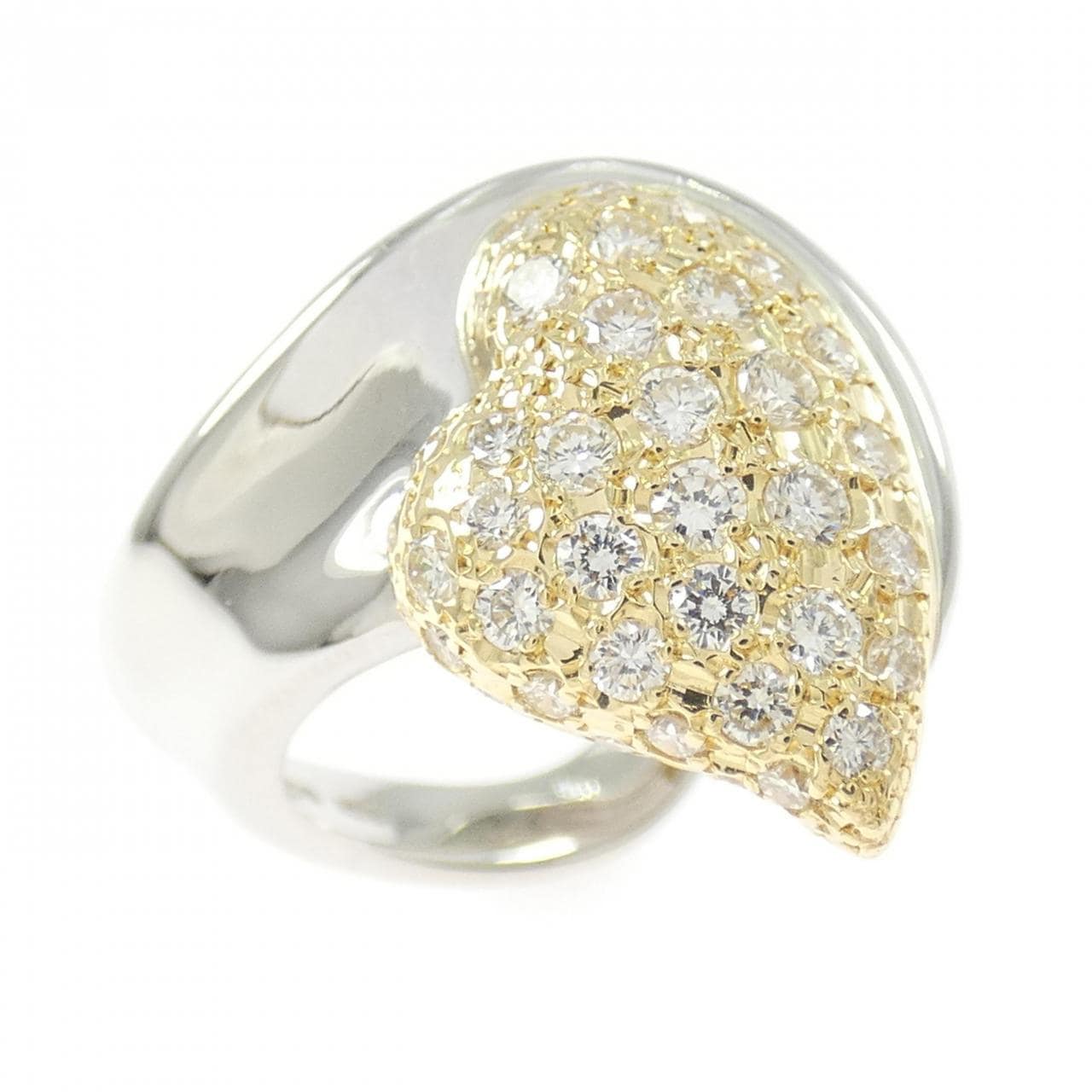 PT900/K18YG鑽石戒指，0.67克拉