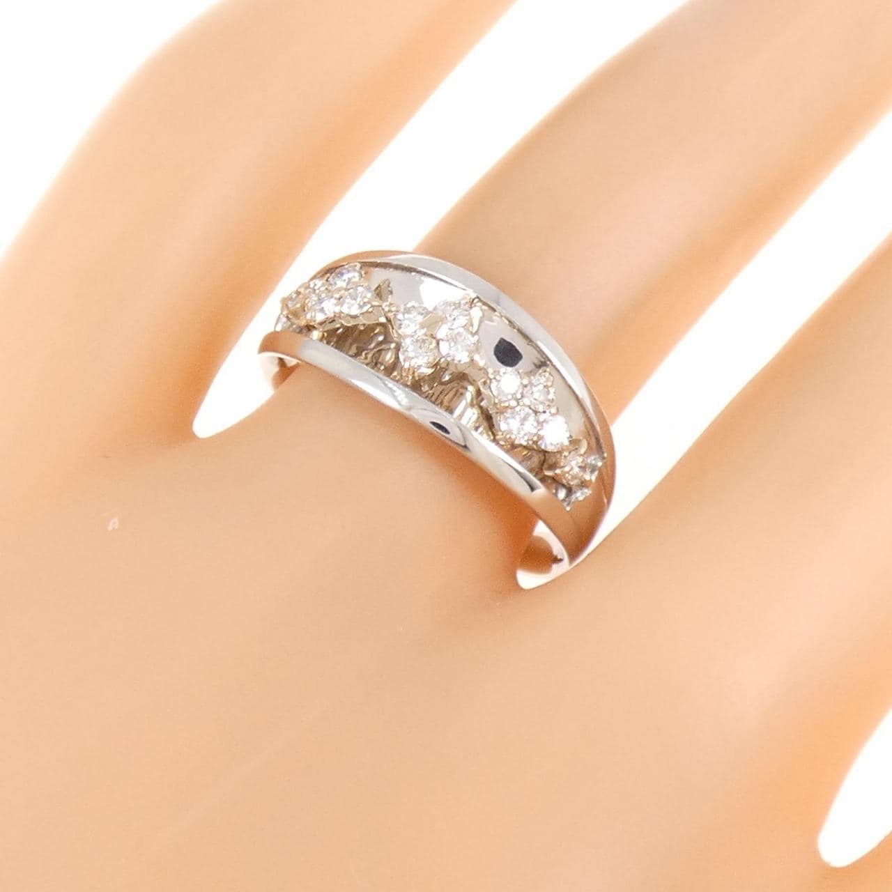 PT900/K18PG フラワー ダイヤモンド リング 0.29CT