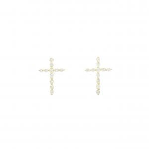 【リメイク】K18YG クロス ダイヤモンド ピアス 0.20CT