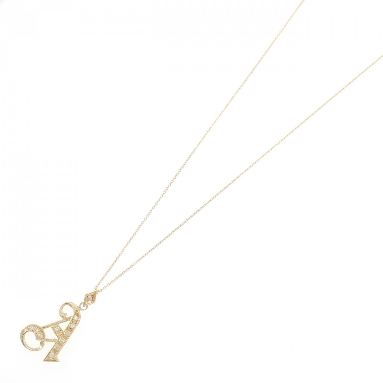 K18YG イニシャルA ダイヤモンド ネックレス 0.10CT