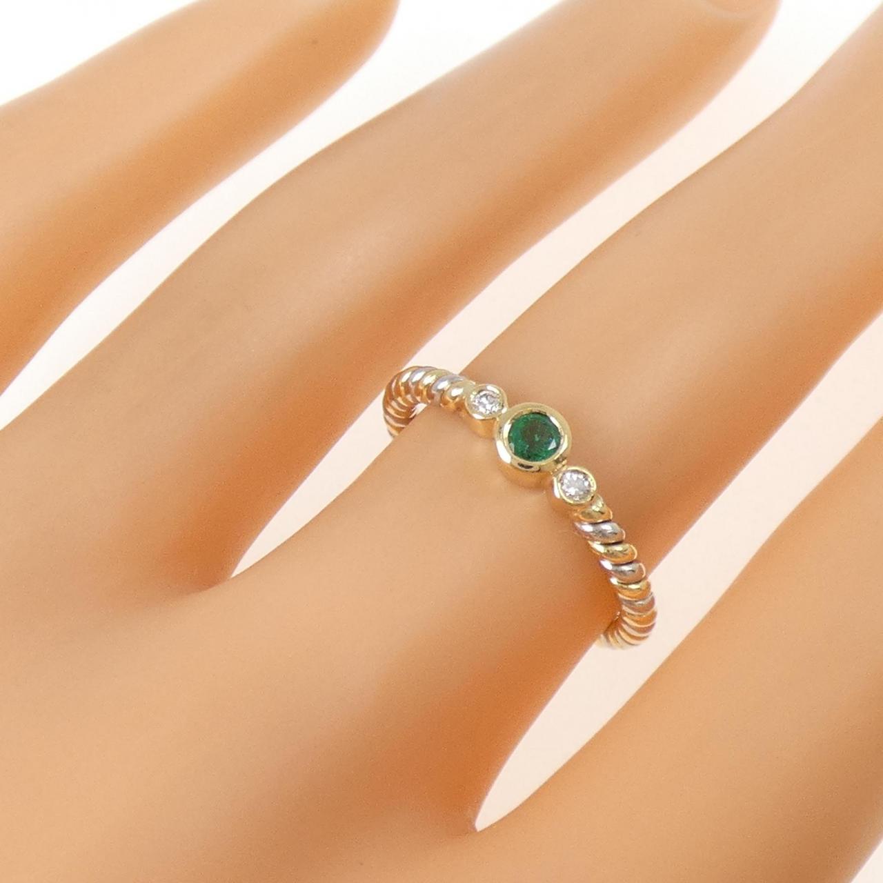 18K/PT900 エメラルド リング 0.17CT