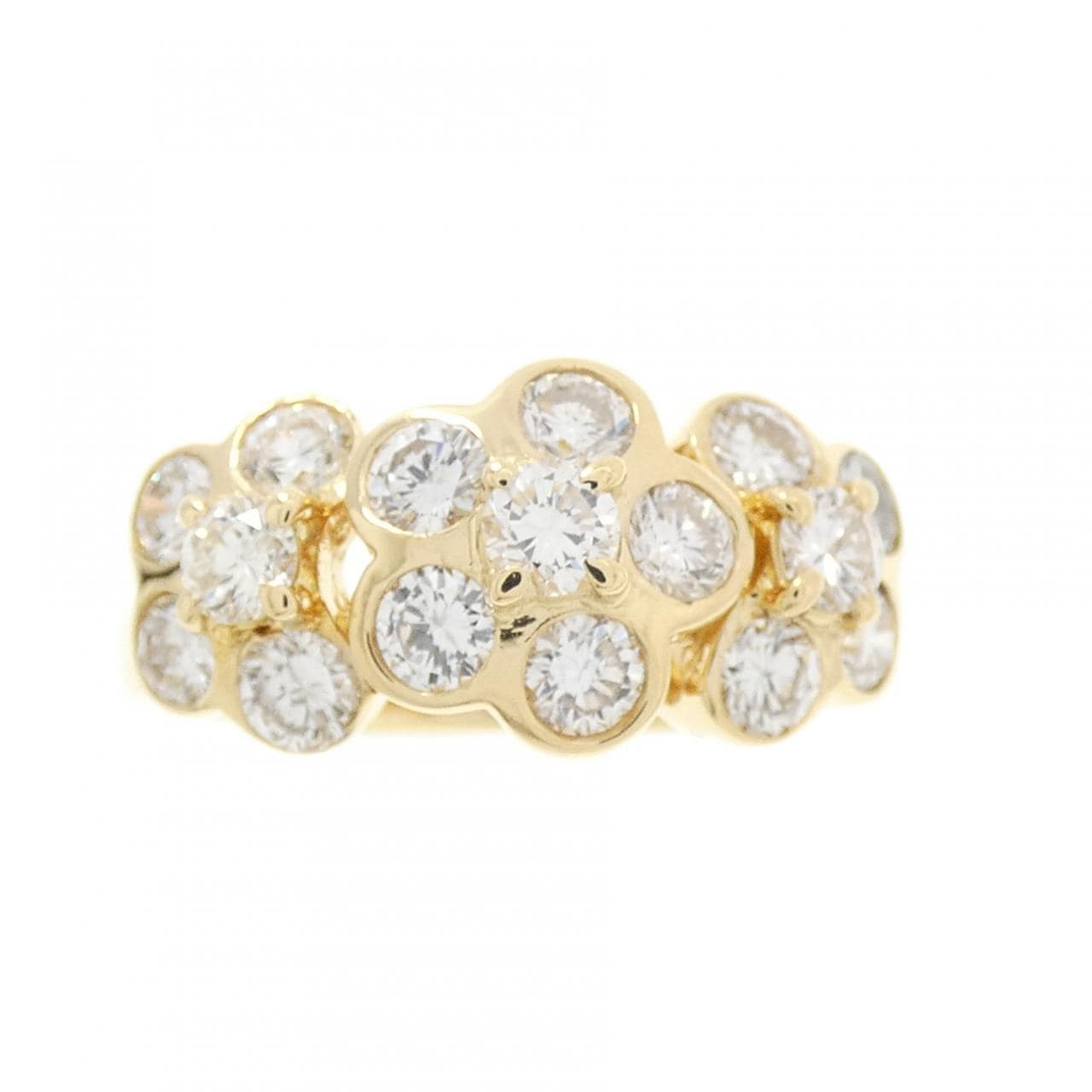 K18YG フラワー ダイヤモンド リング 1.23CT