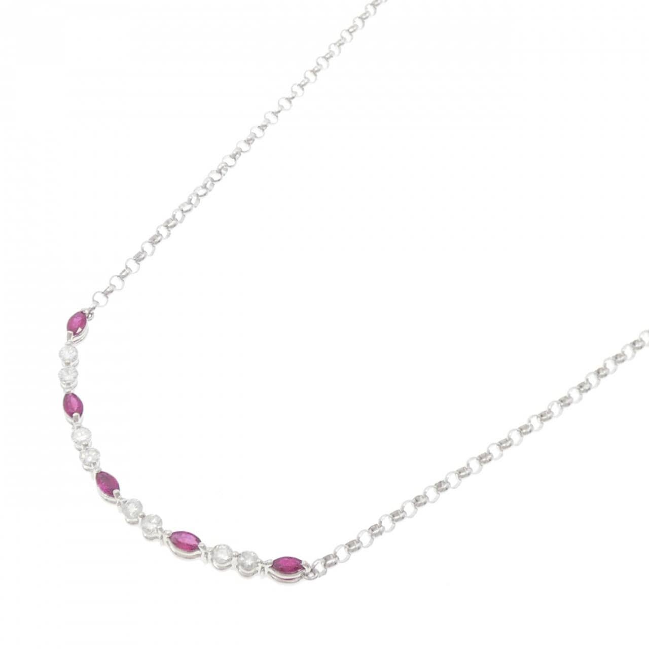 PT900/PT850 ルビー ネックレス 1.18CT