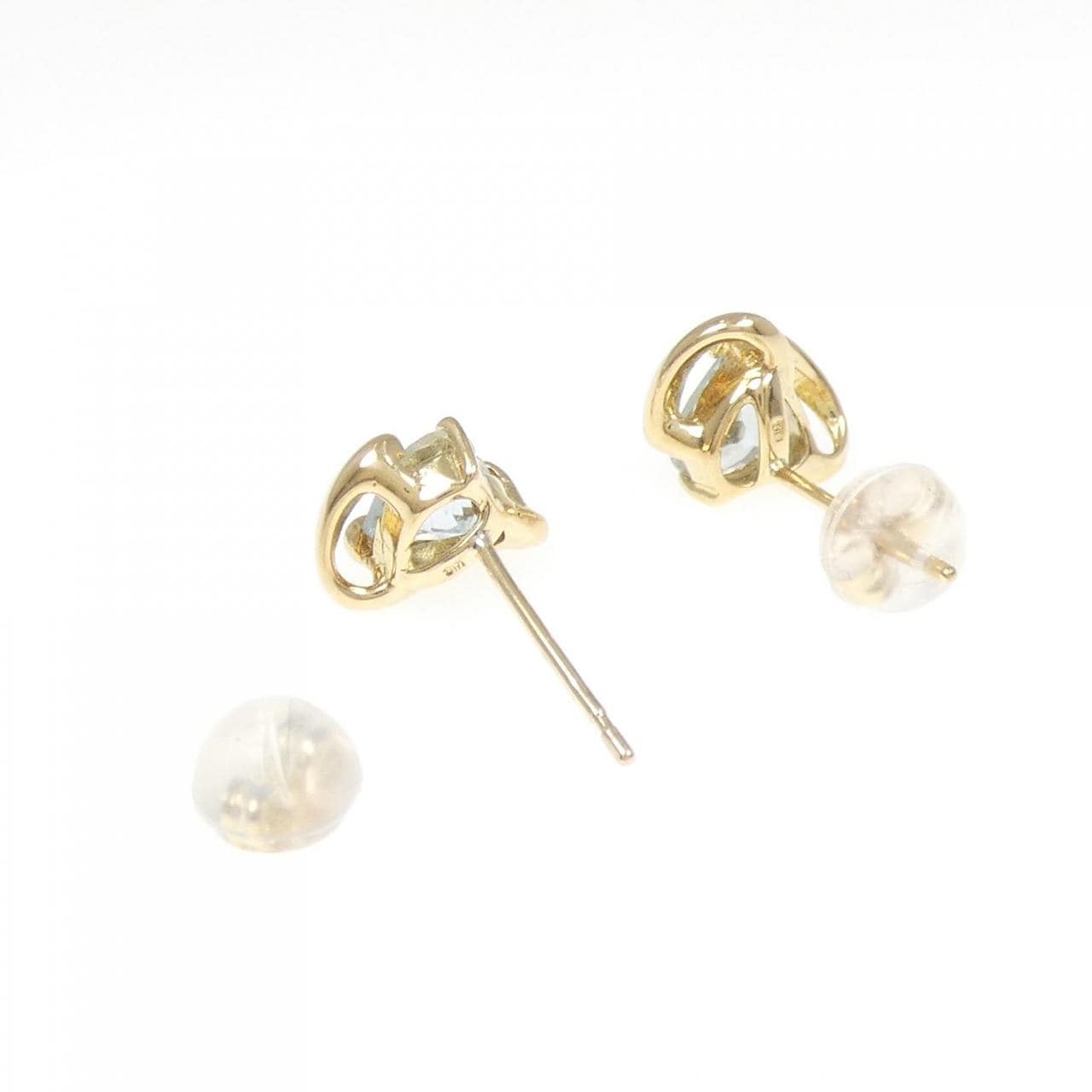 K18YG ハート アクアマリン ピアス