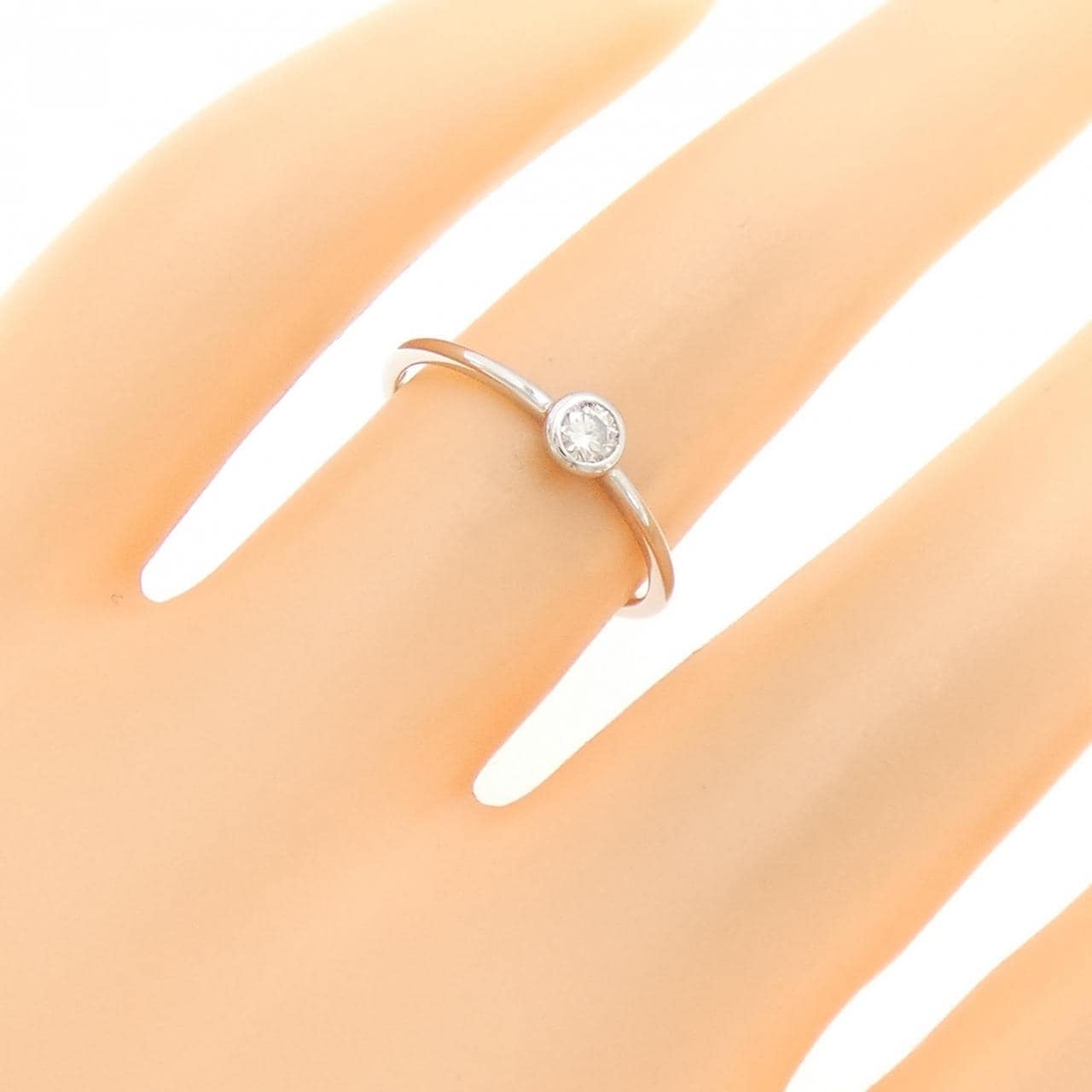 K18WG ソリティア ダイヤモンド リング 0.10CT