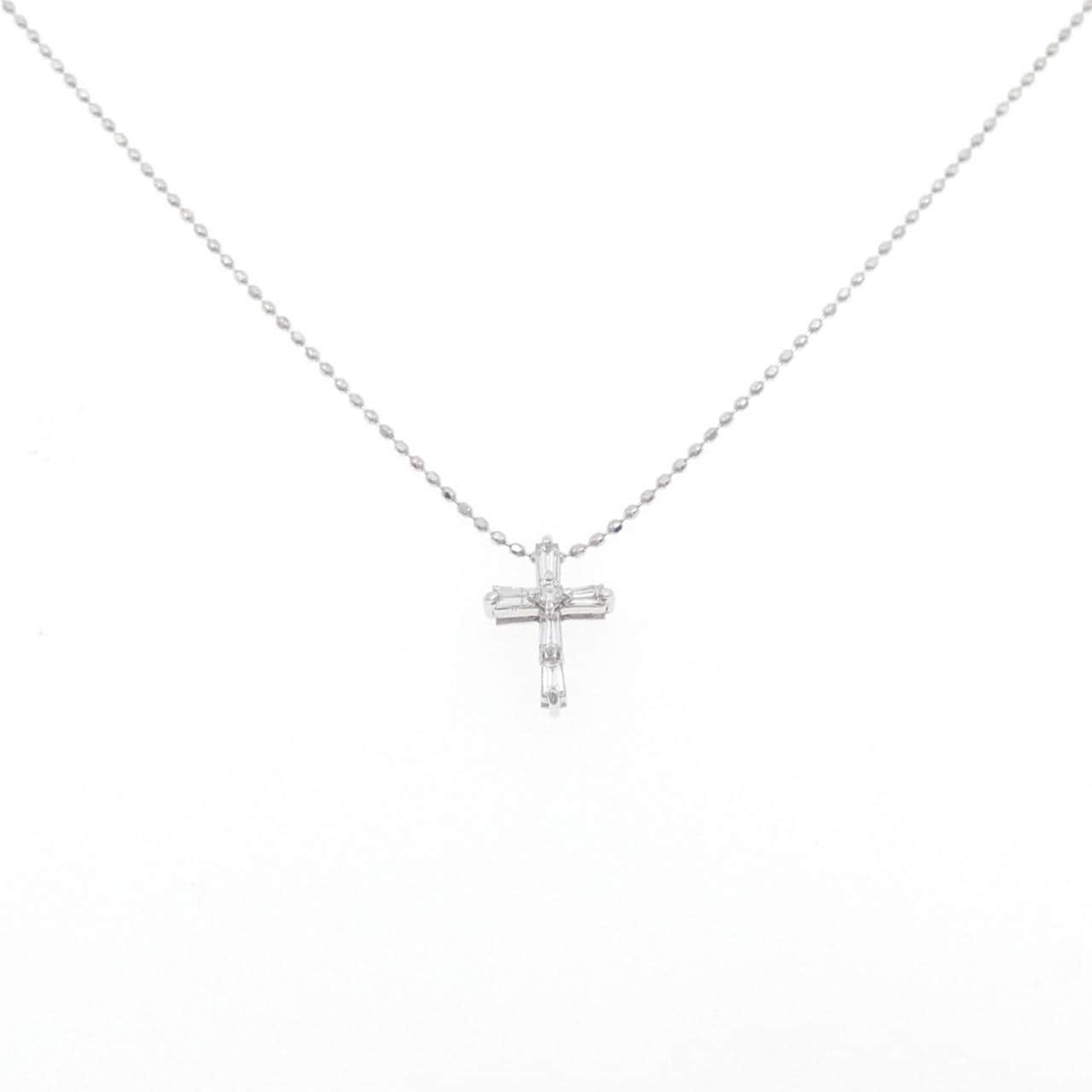 K18WG クロス ダイヤモンド ネックレス 0.15CT