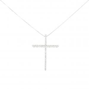 K18WG クロス ダイヤモンド ネックレス 0.5CT