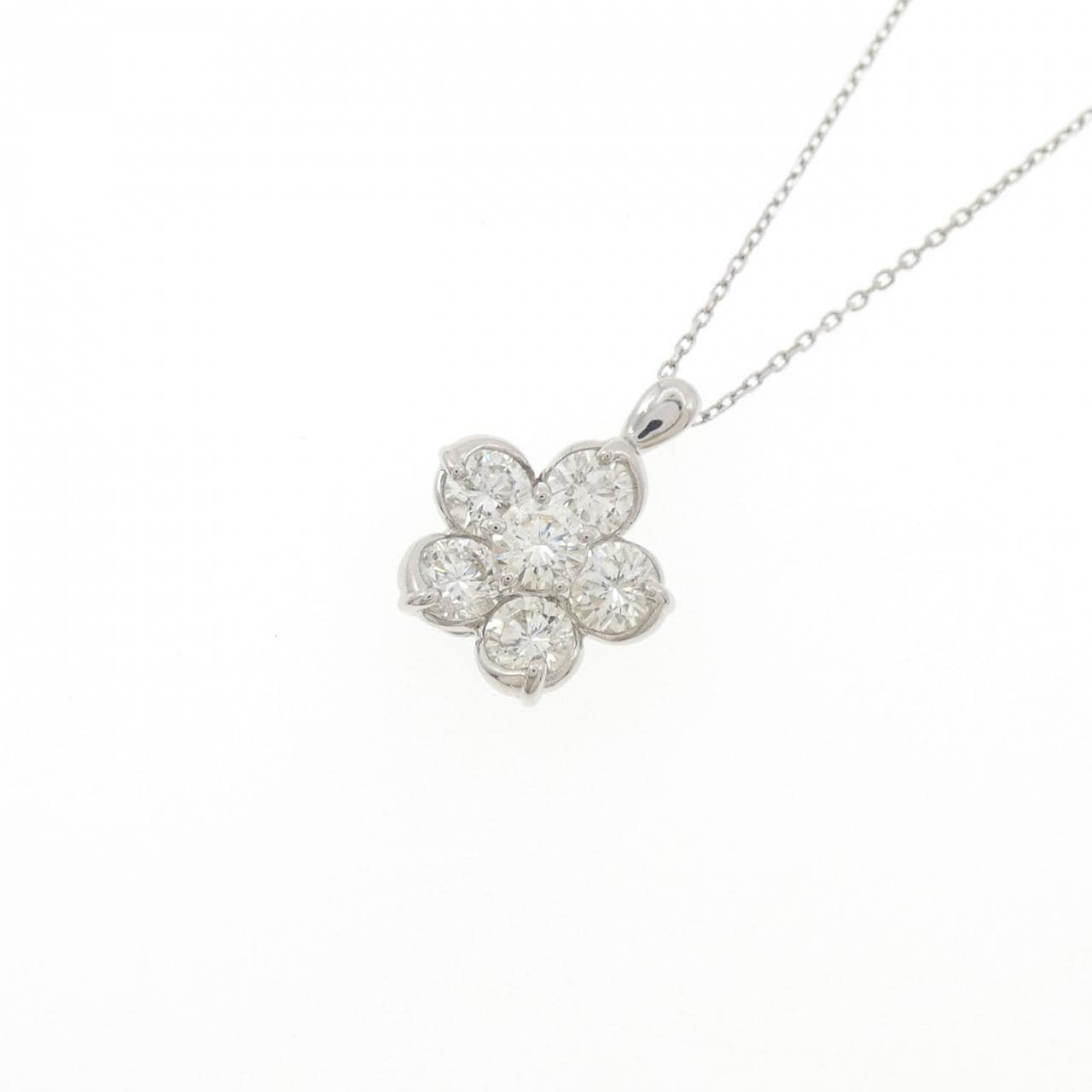 PT900/PT850 フラワー ダイヤモンド ネックレス 1.32CT
