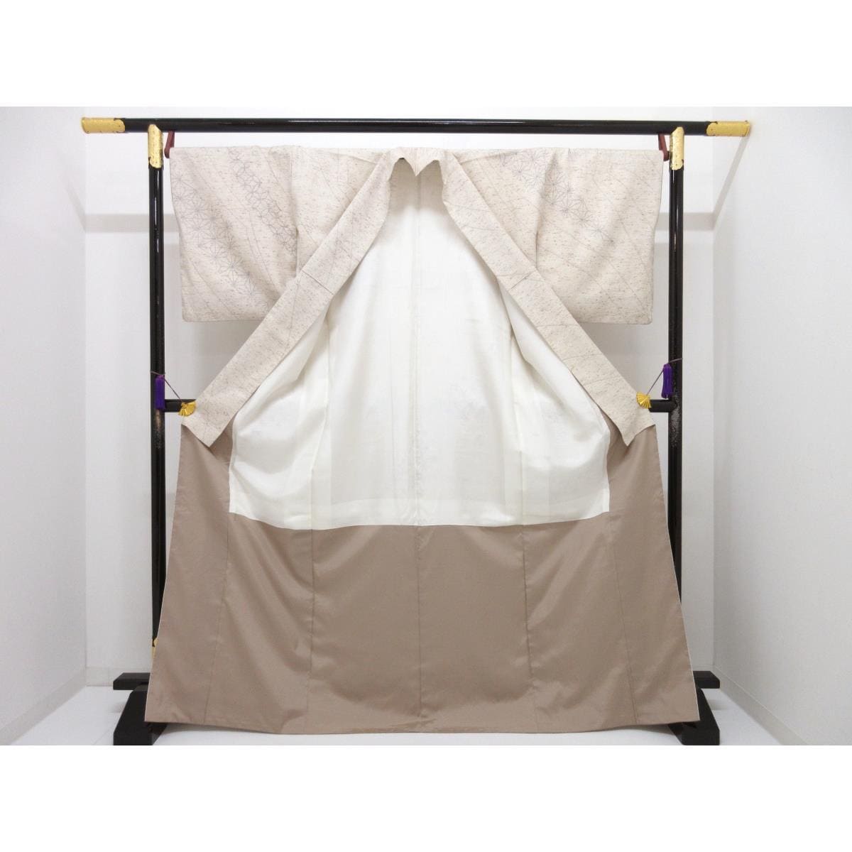 訪問着　紬織　ぜんまい入り　刺し子　身幅Ｌ寸