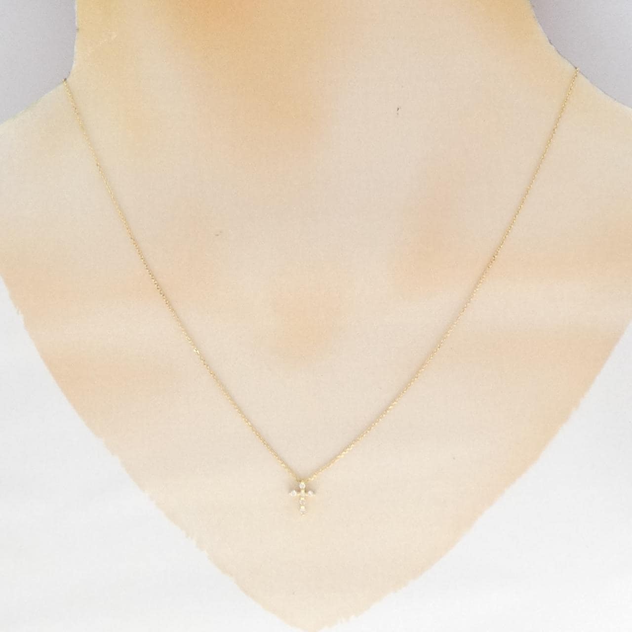 K18YG クロス ダイヤモンド ネックレス 0.06CT