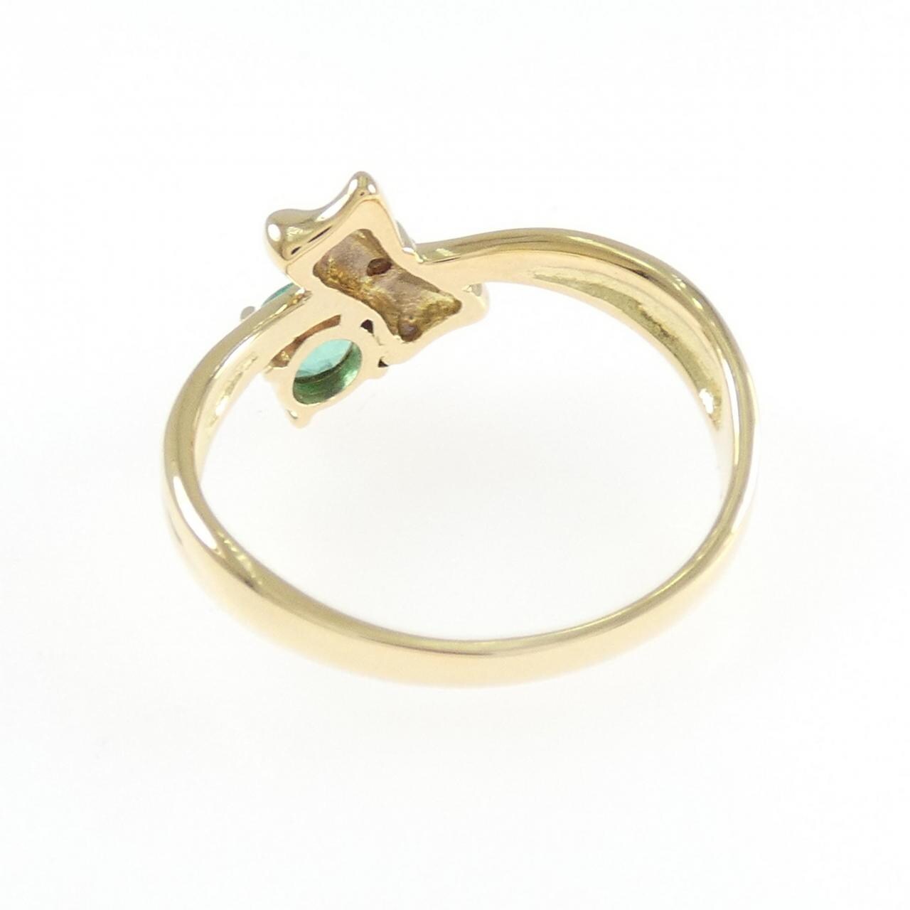 K18YG リボン エメラルド リング 0.23CT