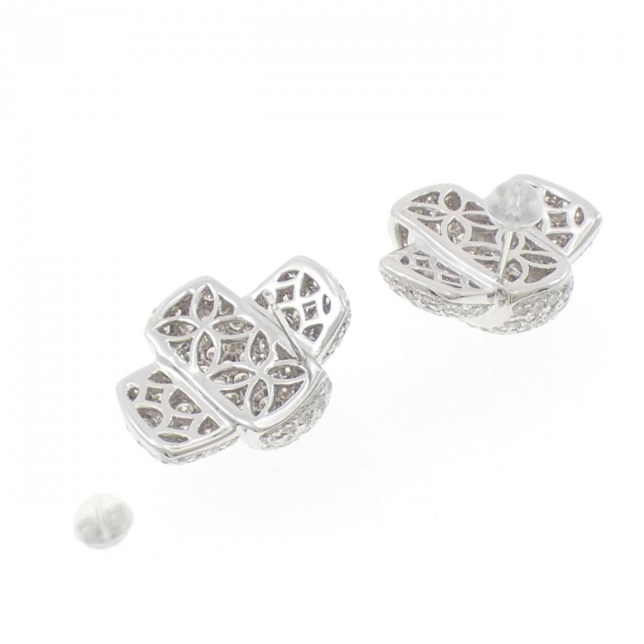 K18WG パヴェ ダイヤモンド ピアス 6.58CT