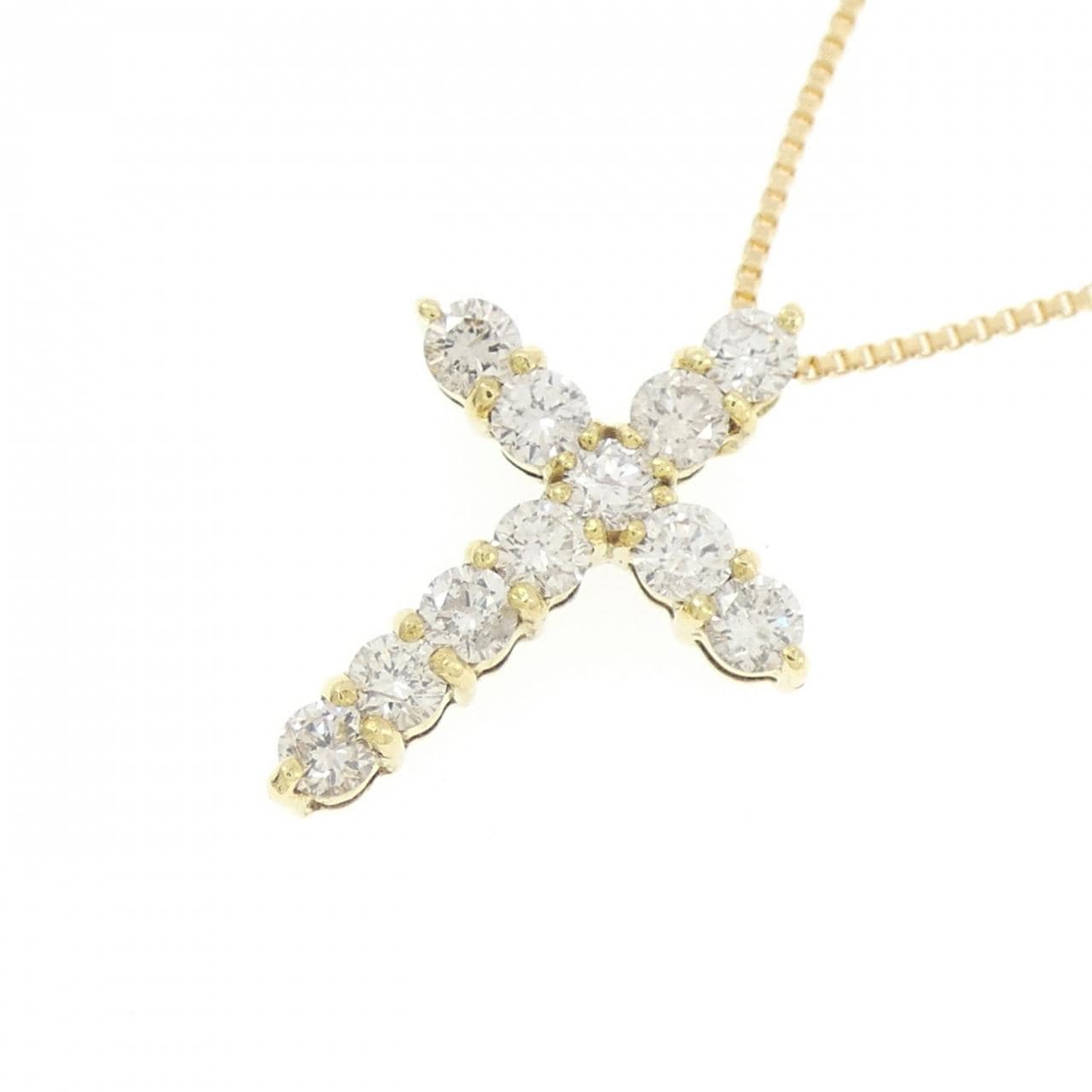 K18YG クロス ダイヤモンド ネックレス 0.50CT